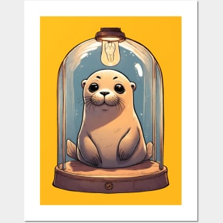 seal trapped in a lamp Posters and Art